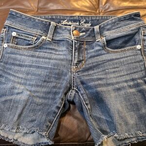 American Eagle Outfitters Distressed Blue Denim Shorts